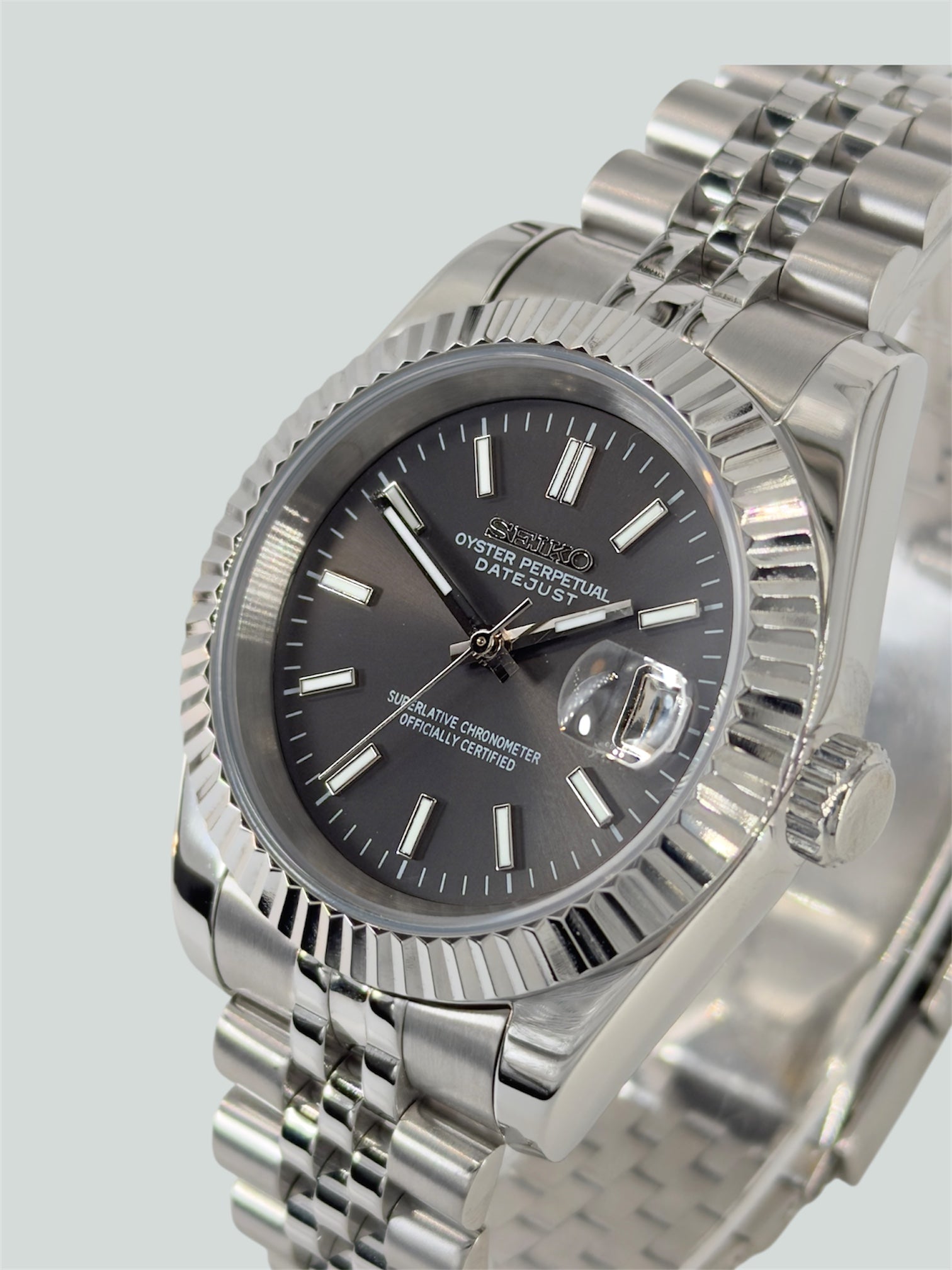Grå Datejust mod, gray Seikomod