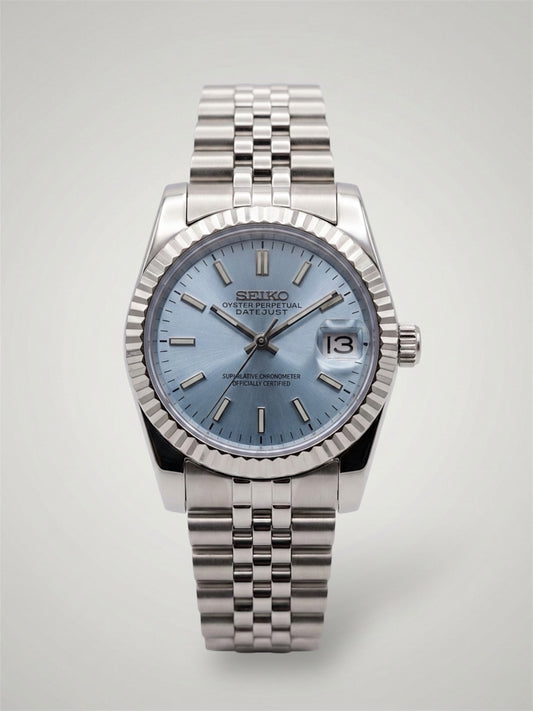 Blå Datejust mod, light blue Seikomod seikojust