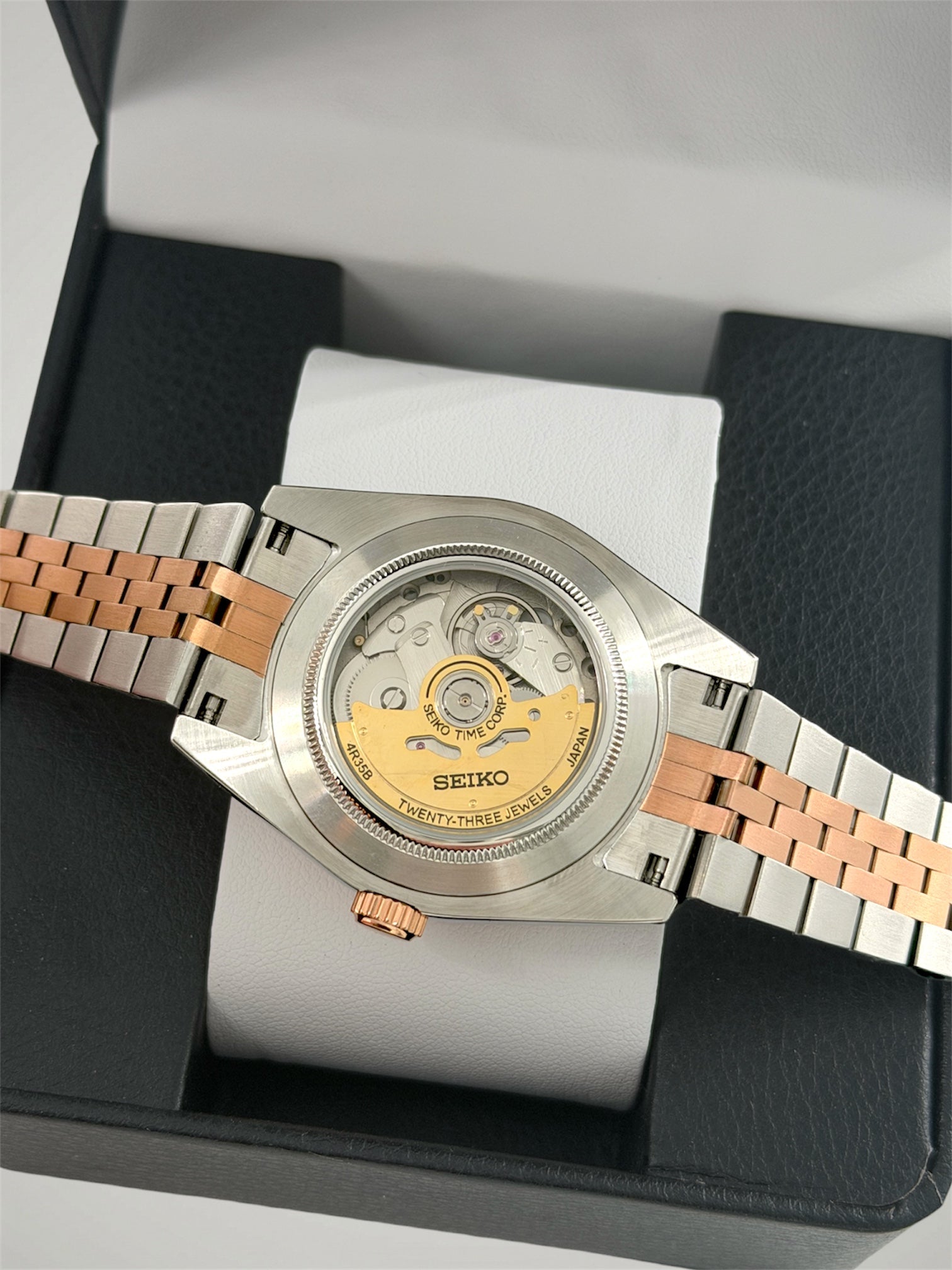 Seikomod-open-back-case-rosegold-waterproof-gold